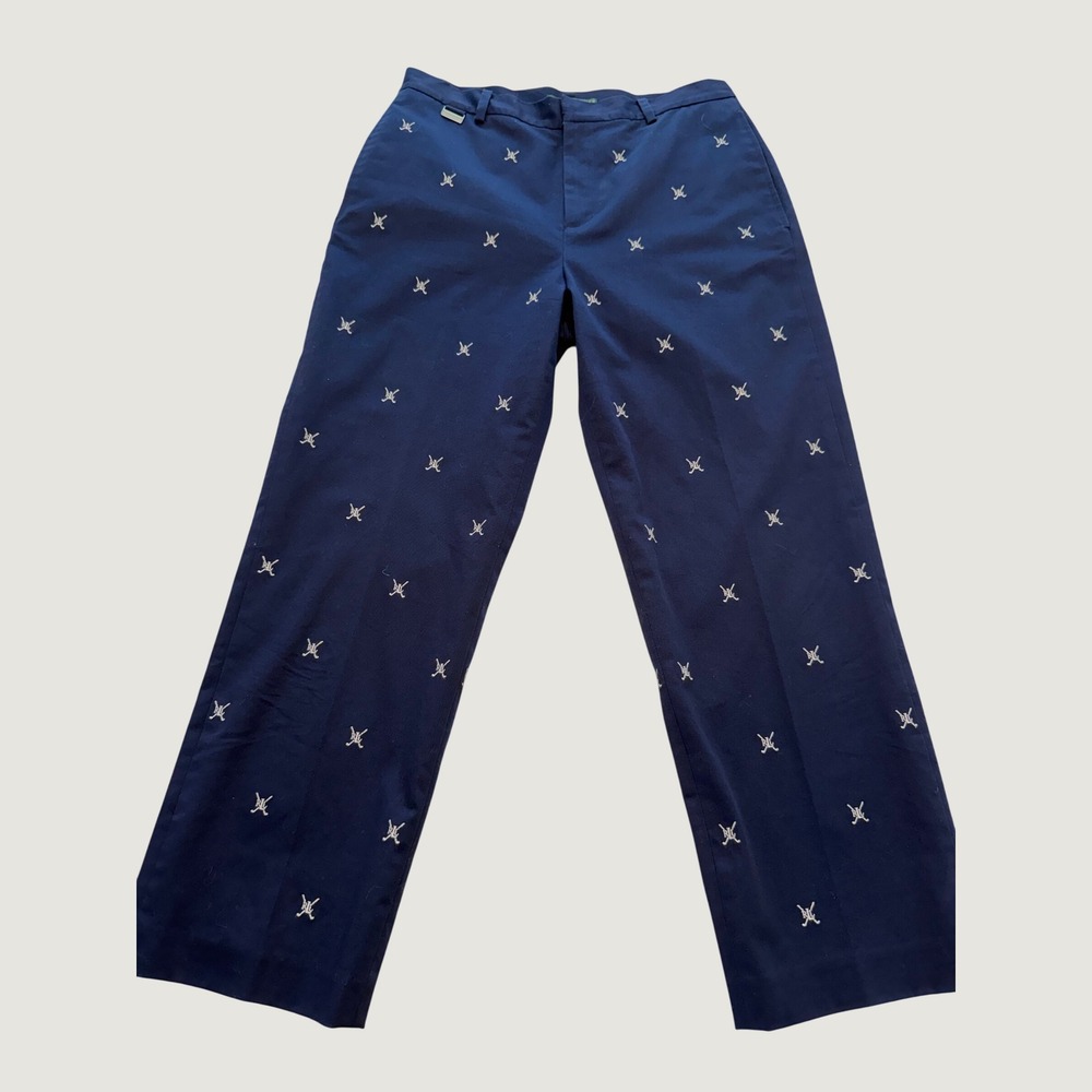 Lauren Active Ralph Lauren Navy Blue Golf Embroidered Chino Pants Womens 8